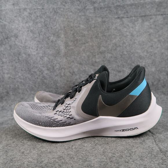 Nike Shoes Mens 9.5 Zoom Winflo Running Sneakers Athletic Trainer Gray Black - Picture 4 of 14
